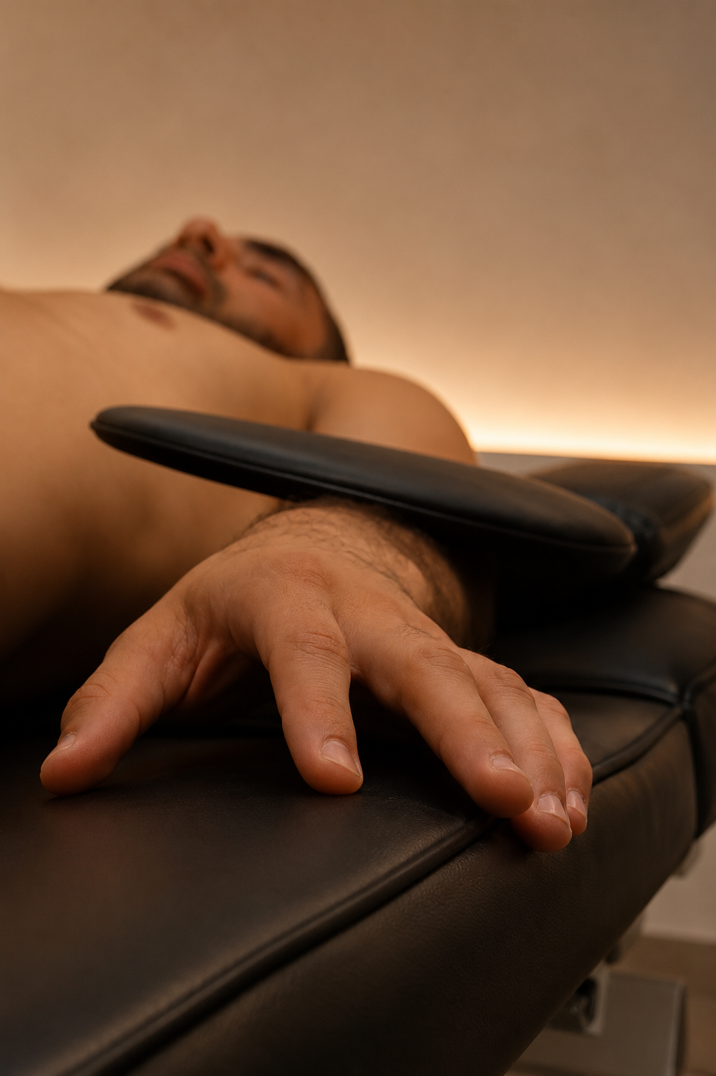 Client resting during recovery session at HackHaus LA
